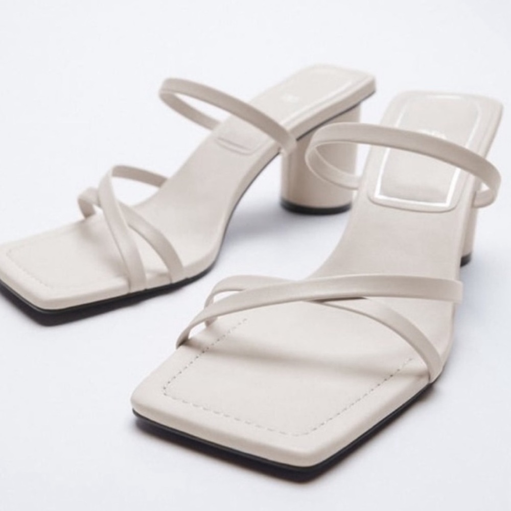 COPY - Zara Heeled Leather Square Toe Sandal